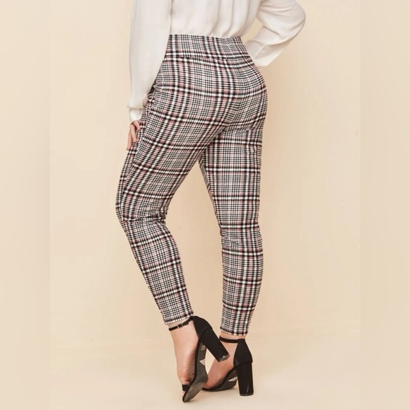Shein pink plaid office pants - Picture 2 of 3